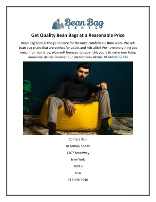 Get Quality Bean Bags at a Reasonable Price