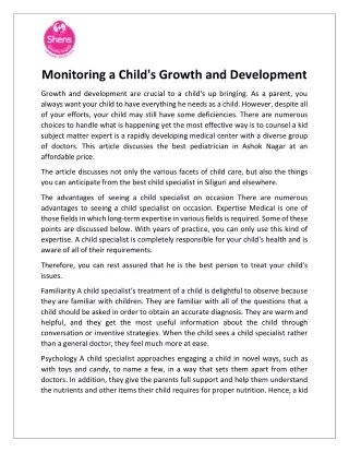 Monitoring a Child's Growth and Development