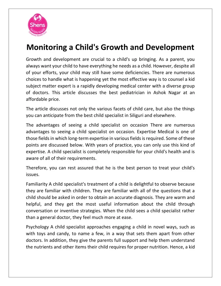 monitoring a child s growth and development
