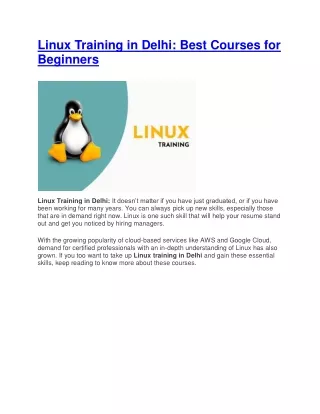 Linux Training in Delhi: Best Courses for Beginners