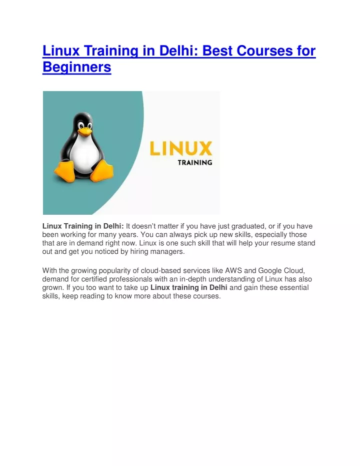 PPT - Linux Training In Delhi: Best Courses For Beginners PowerPoint ...