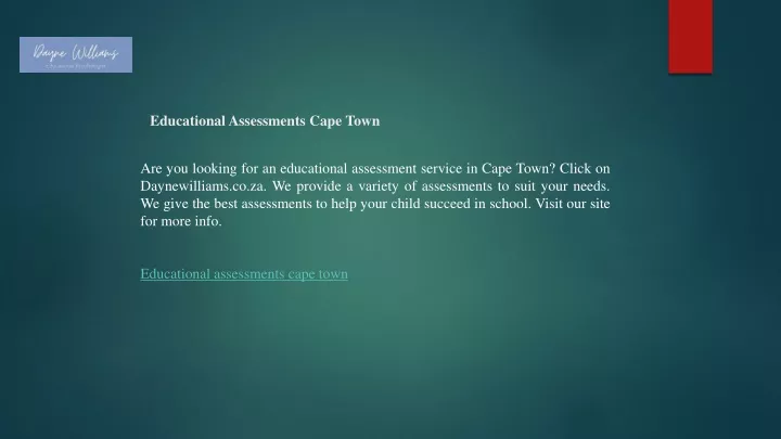 educational assessments cape town