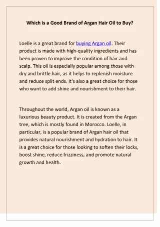 Buying Argan Oil For Hair & Body