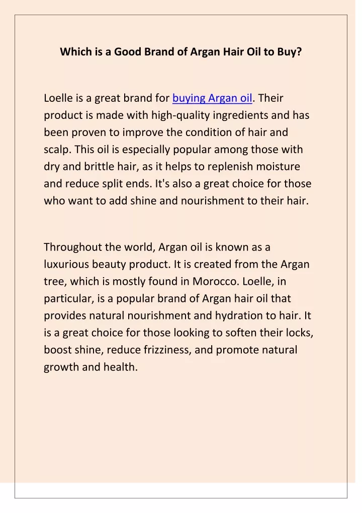 which is a good brand of argan hair oil to buy