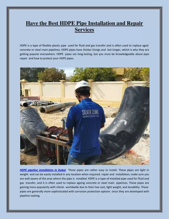 have the best hdpe pipe installation and repair