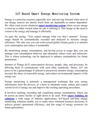 IoT Based Smart Energy Monitoring System