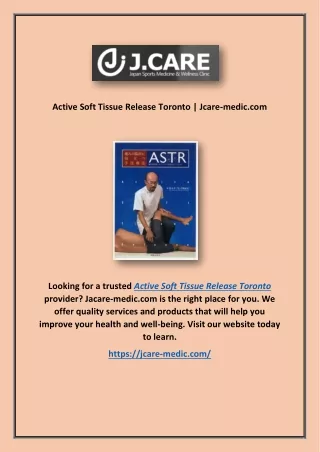 Active Soft Tissue Release Toronto | Jcare-medic.com