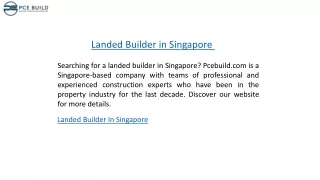 Landed Builder in Singapore  Pcebuild.com