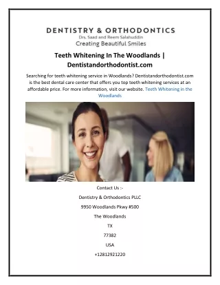 Teeth Whitening In The Woodlands  Dentistandorthodontist.com