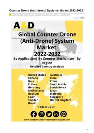 aviationanddefensemarketreports.com-Counter Drone Anti-drone Systems Market 2022-2032