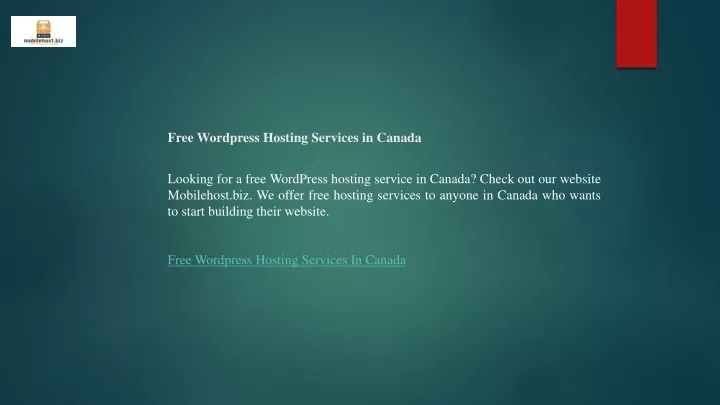 free wordpress hosting services in canada