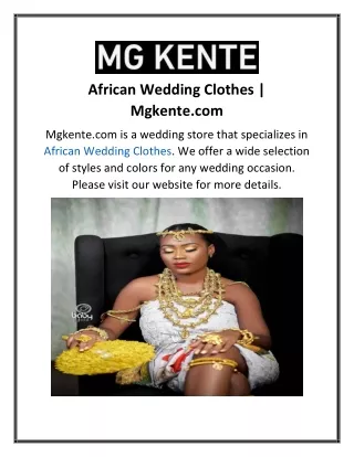 African Wedding Clothes  Mgkente.com