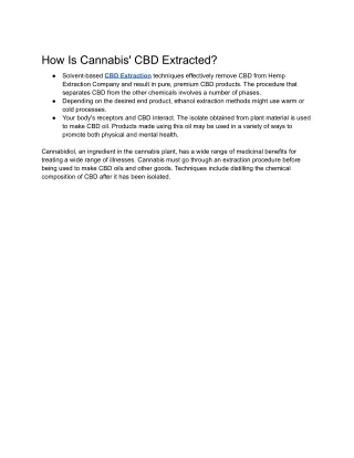 How Is Cannabis' CBD Extracted