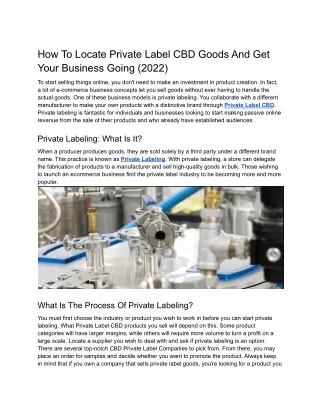 How To Locate Private Label CBD Goods And Get Your Business Going (2022)