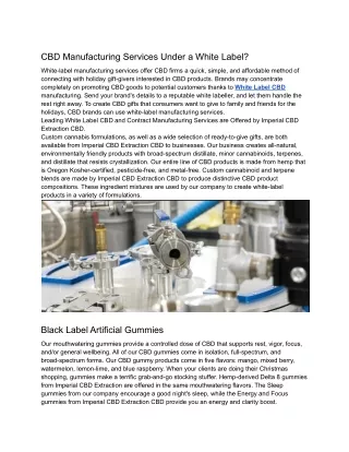 What Are CBD Manufacturing Services Under a White Label