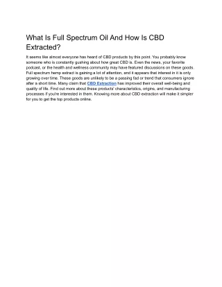 What Is Full Spectrum Oil And How Is CBD Extracted