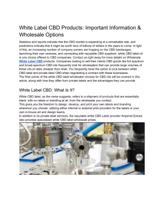 White Label CBD Products_ Important Information _ Wholesale Options