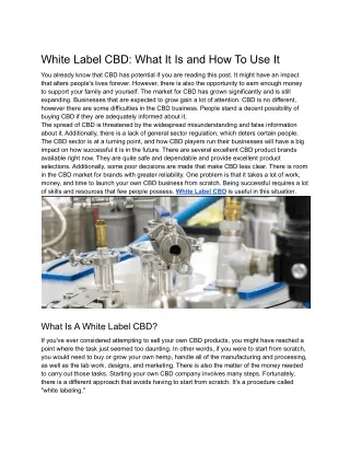 White Label CBD_ What It Is and How To Use It