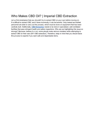 Who Makes CBD Oil