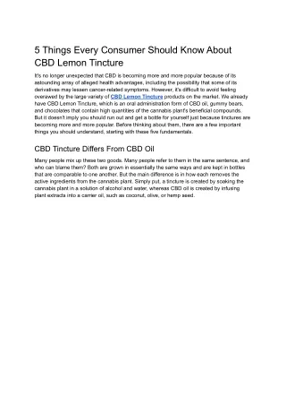 5 Things Every Consumer Should Know About CBD Lemon Tincture
