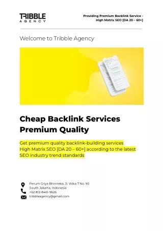 Tribble Agency - Premium Backlink Services High Matrix SEO DA 20 – 60