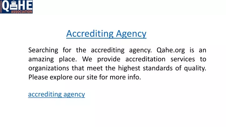 accrediting agency