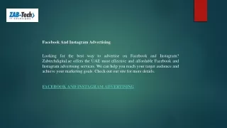 Facebook And Instagram Advertising  Zabtechdigital.ae