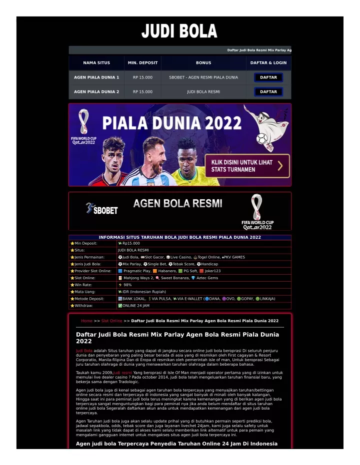 daftar judi bola resmi mix parlay ag