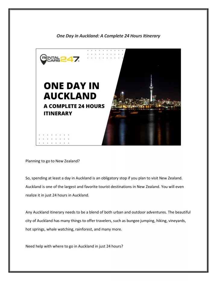 one day in auckland a complete 24 hours itinerary