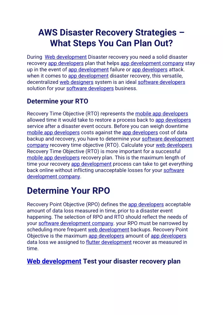 aws disaster recovery strategies what steps