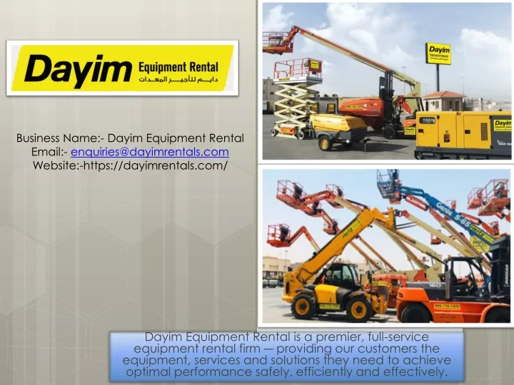 business name dayim equipment rental email