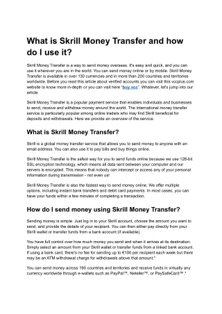 What is Skrill Money Transfer and how do I use it_