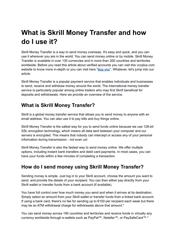 what is skrill money transfer and how do i use it