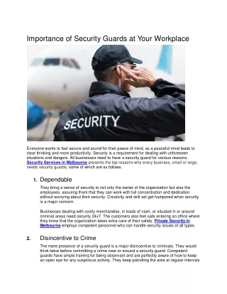 Importance of Security Guards at Your Workplace