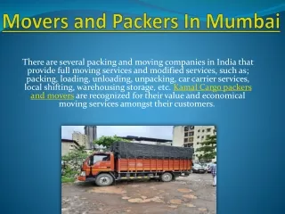 Movers and Packers In Mumbai - Kamal Cargo Packers and Movers