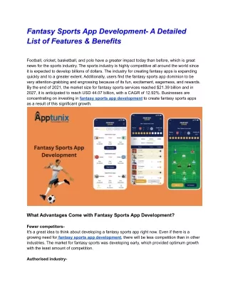 Fantasy Sports App Development Company | Apptunix