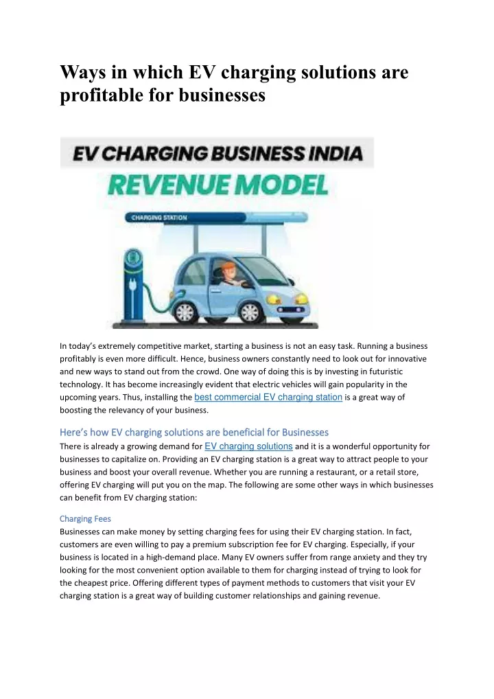 ways in which ev charging solutions