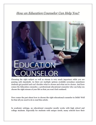 How an Education Counselor Can Help You?