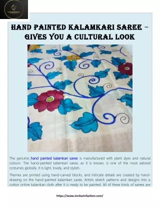 Hand painted kalamkari saree – gives you a cultural look