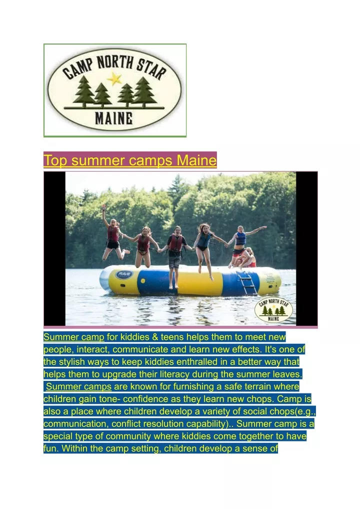 top summer camps maine