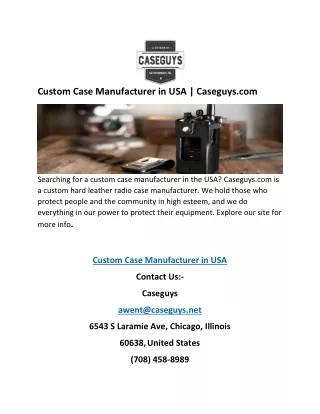 Custom Case Manufacturer in USA | Caseguys.com