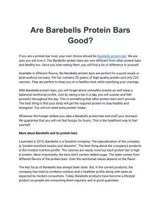 Are Barebells Protein Bars Good_