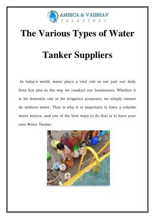 Drinking Water Tanker Suppliers In Mumbai Call-9867696717