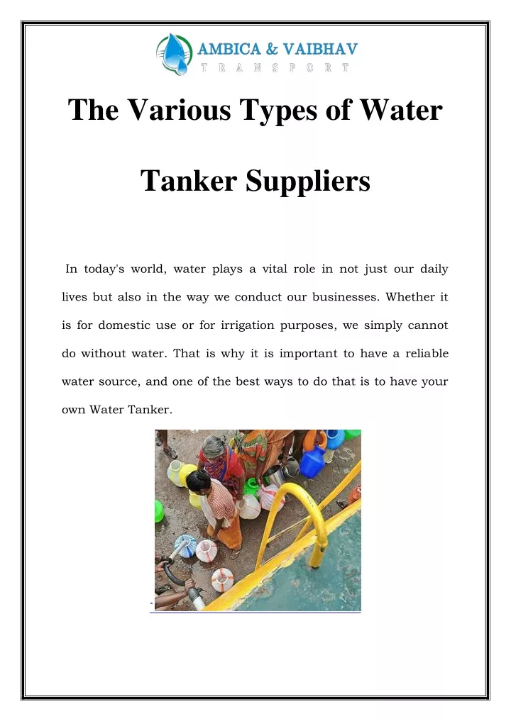 the various types of water