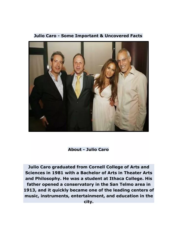julio caro some important uncovered facts