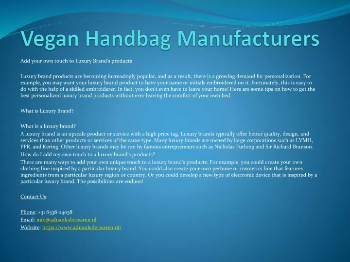 vegan handbag manufacturers