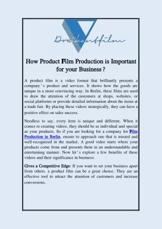 How Product Film Production is Important for your Business