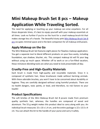 Mini Makeup Brush Set 8 pcs
