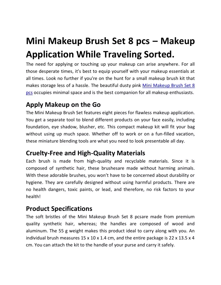 mini makeup brush set 8 pcs makeup application