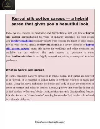 Korvai silk cotton sarees — a hybrid saree that gives you a beautiful look
